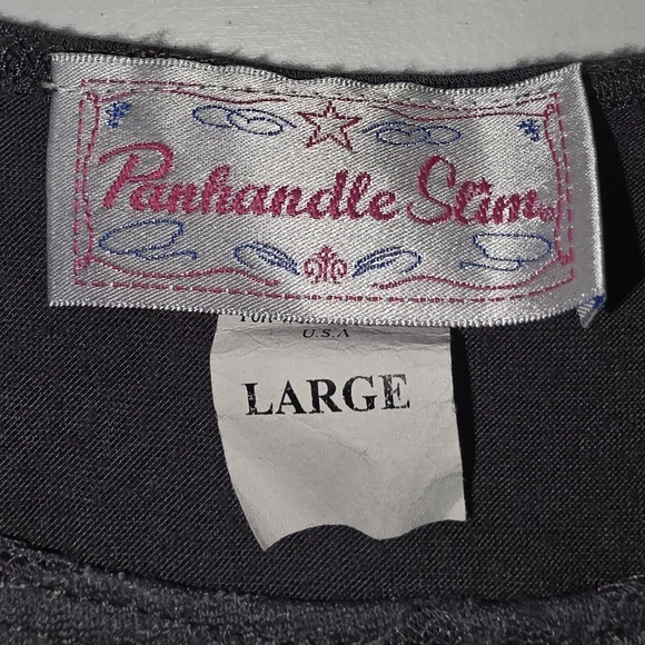 Panhandle Slim Large Gray Sequin Lace Western Top Cowgirl Glam Boho Country Chic - Picture 3 of 4